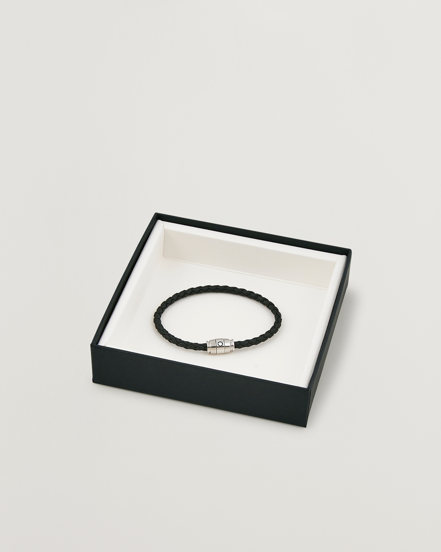 Montblanc Bracelet Steel 3 Rings Leather Black
