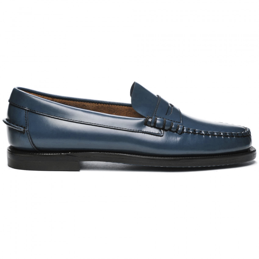 CLASSIC DAN BRILLANT BLUE MOCASSIN-Mocassin pour femme en cuir brossé