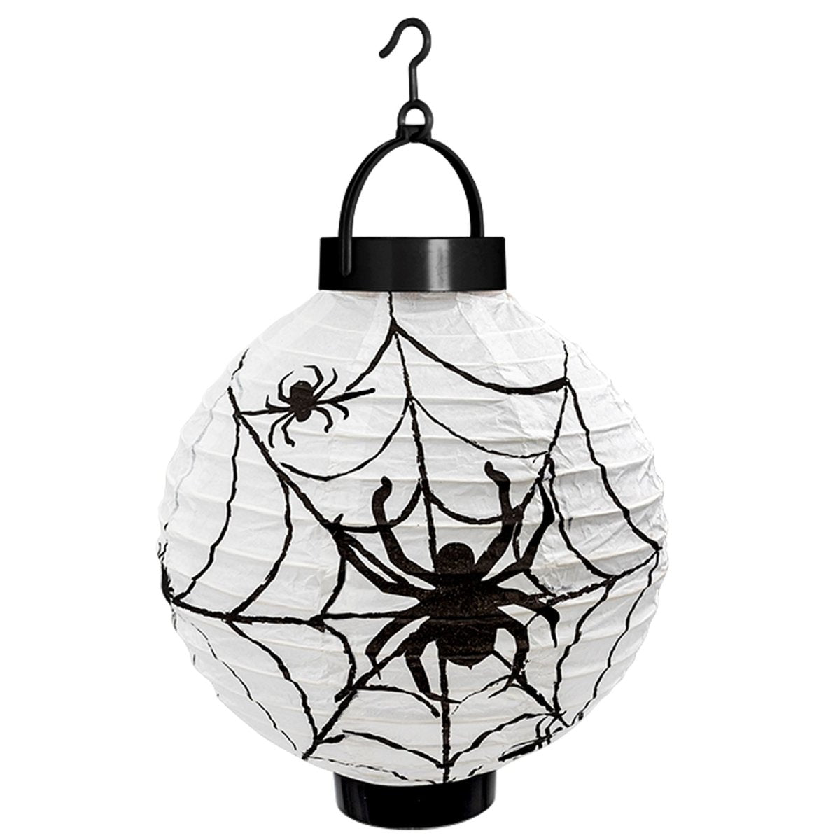 Halloween Lantaarn Zwart Wit Spinnenweb 20cm