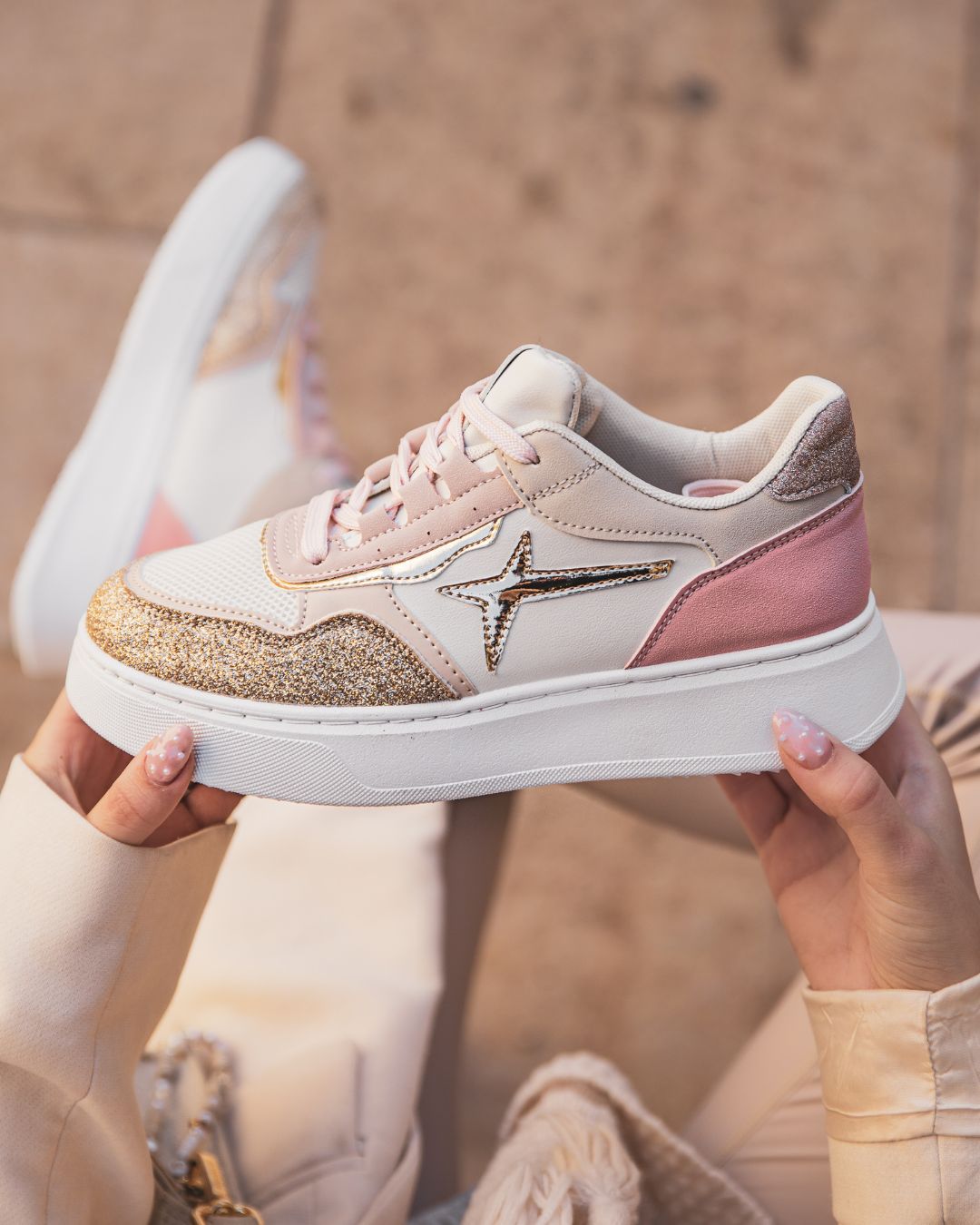 Basket femme rose à lacets - Nattie