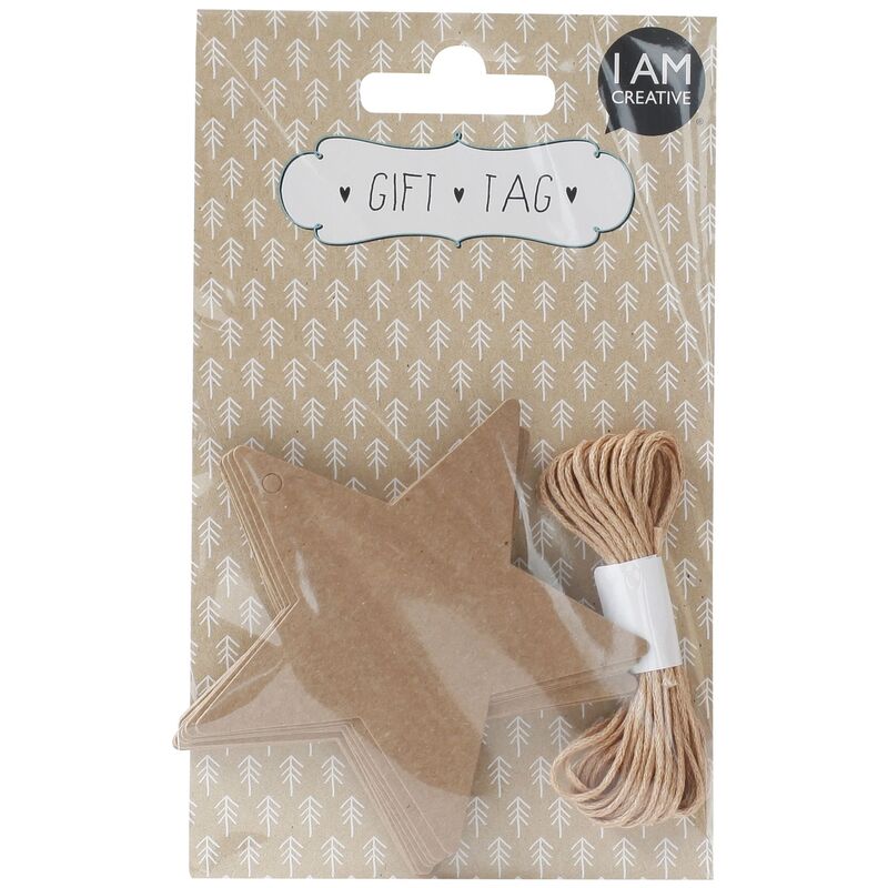 I AM CREATIVE Geschenkanhänger, Stern, 20 Stück
