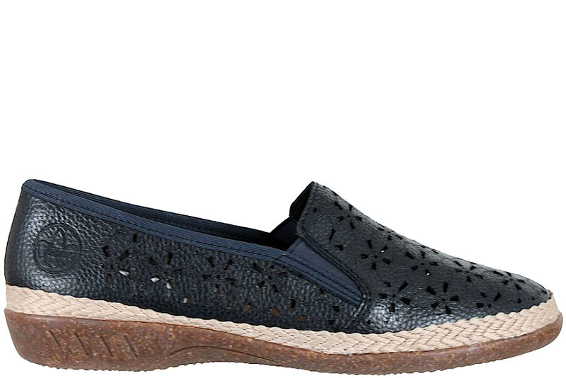 RIEKER LOAFERS I NAVY BLÅT GLAT SKIND