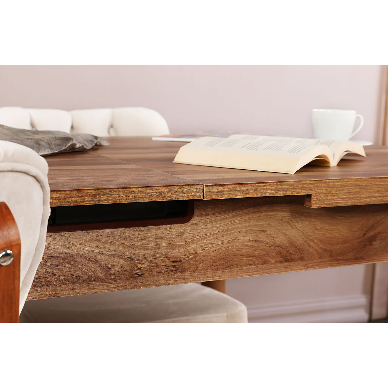 Wooden Art Table à manger Inci marron -130+30x79x80 cm