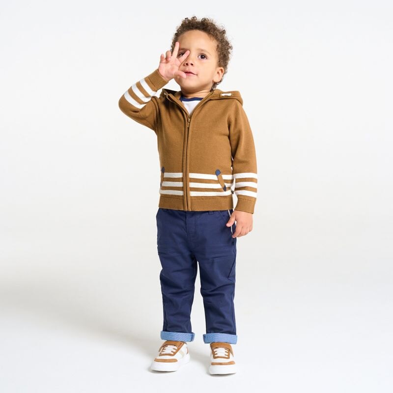 Gilet maille tricot à capuche marron bébé garçon Marron