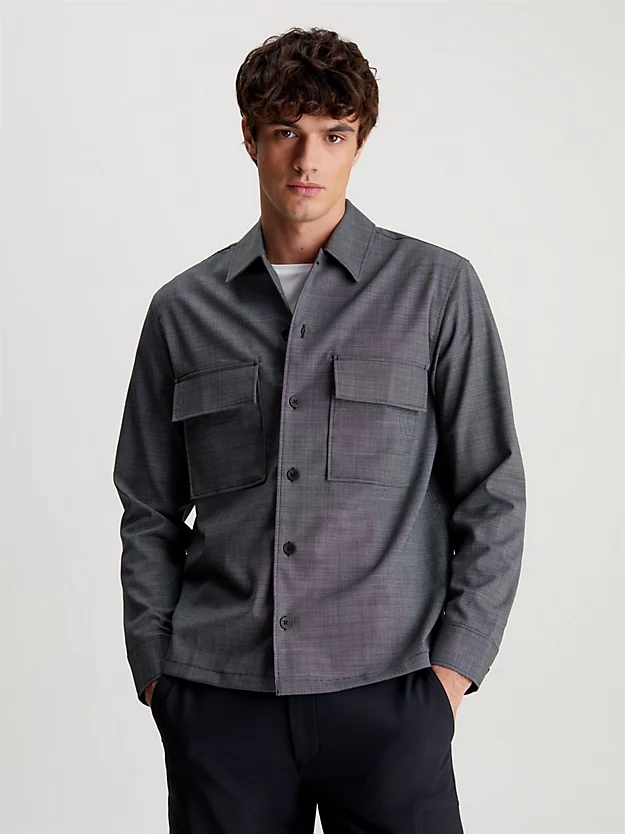 Camisa texturizada em mistura de lã
