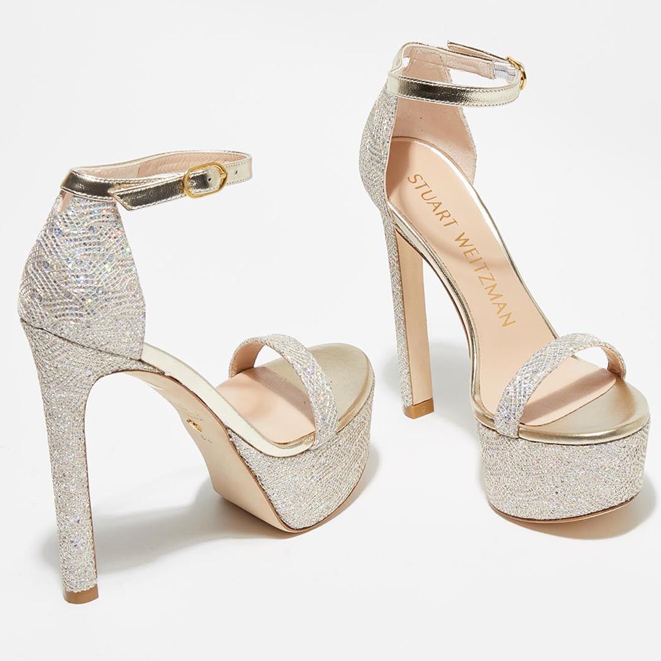 Stuart Weitzman Sandales Nudist Hollywood dorées - Talon 14,5 cm