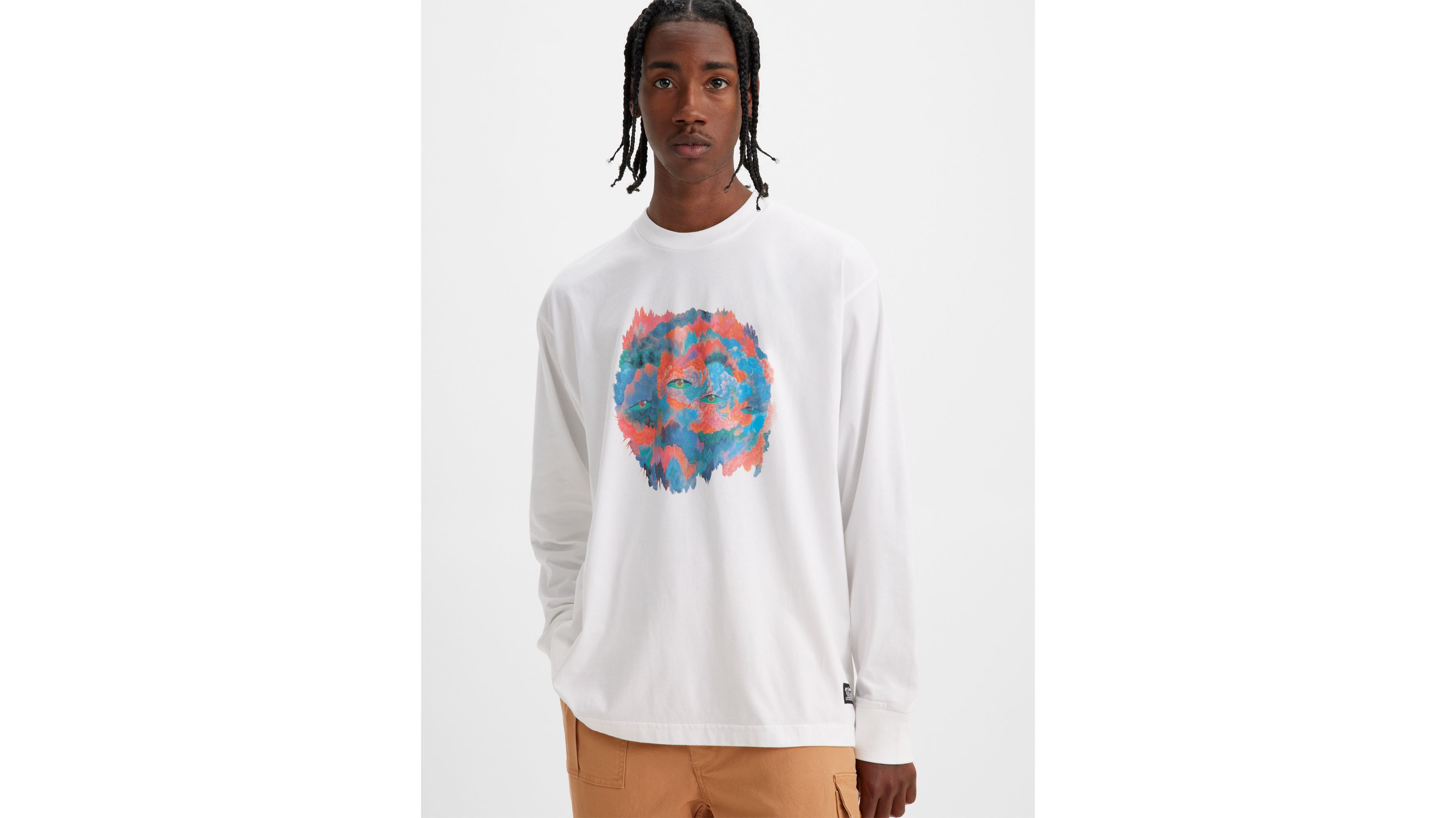 T-shirt manches longues graphique skate boxy - Bask Art Abstract - Multicolore