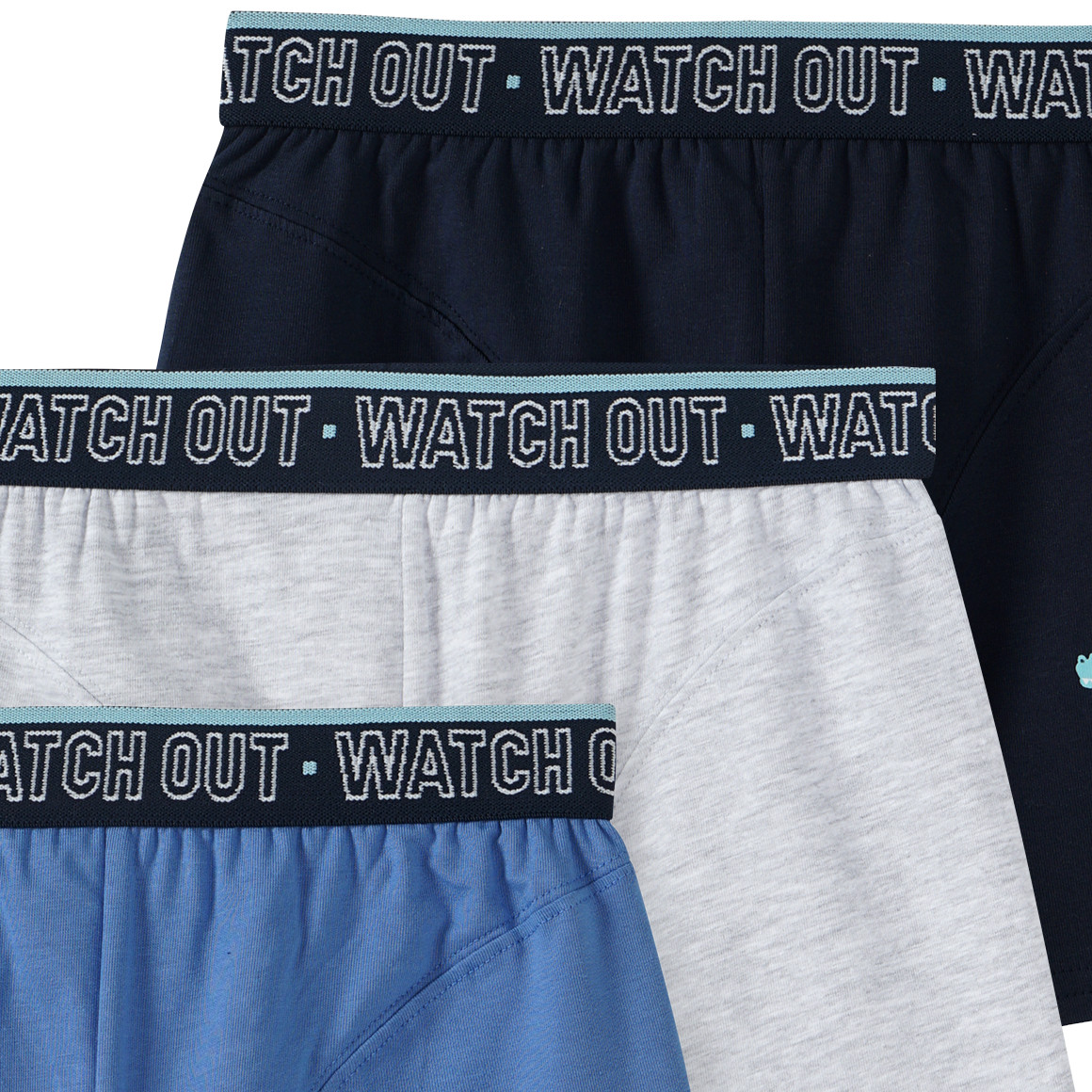 Yigga 3 Jungen Boxer mit Bio-Baumwolle hellblau / hellgrau / dunkelblau