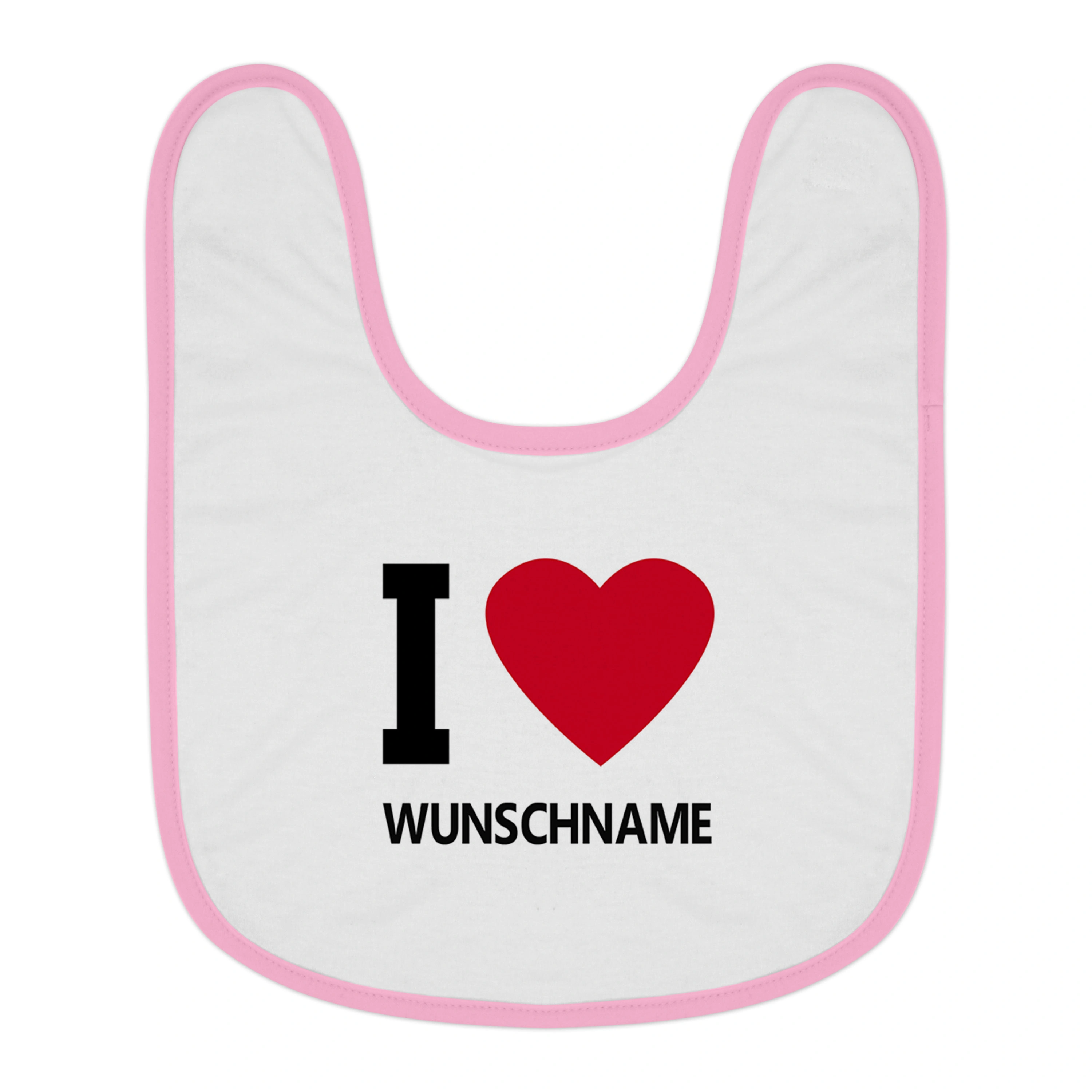 Baby-Lätzchen mit Namen, rosa (Motiv: I Love)