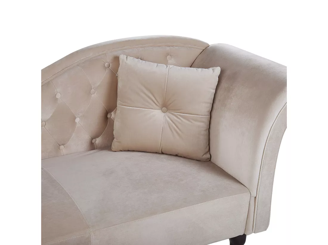 Chaise longue côté droit en velours beige LATTES
