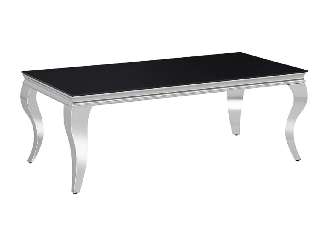 Table basse baroque métal & céramique noir 120cm Bolti