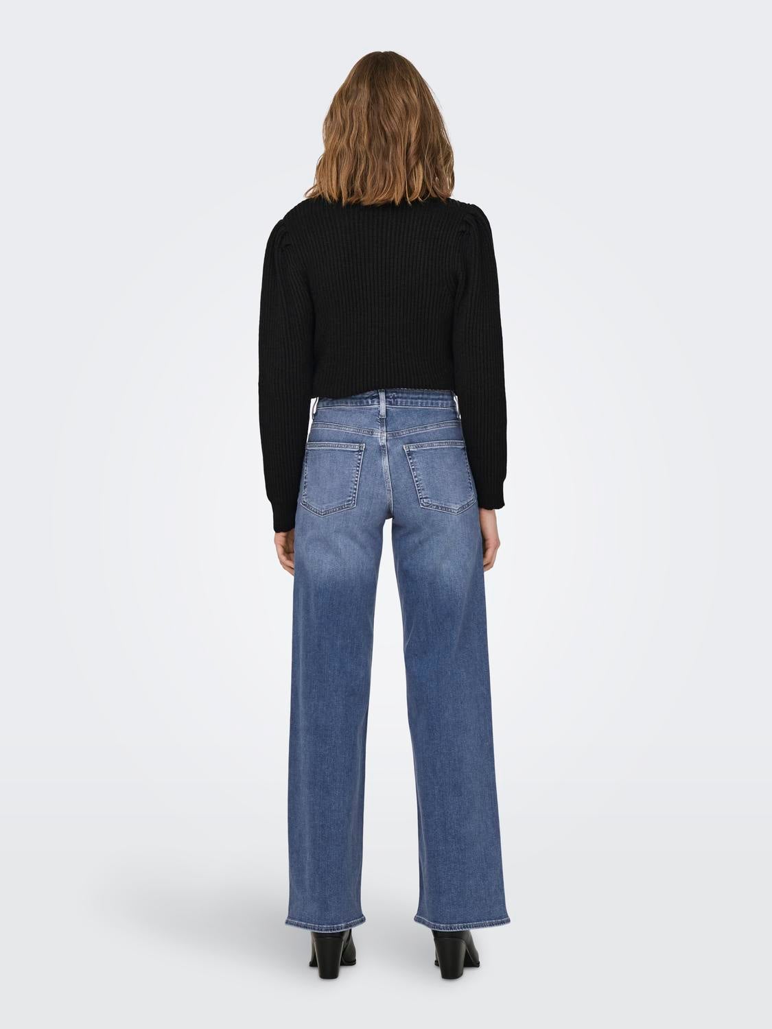 ONLMADISON Hohe Taille Weiter Beinschnitt Jeans Medium Blue Denim