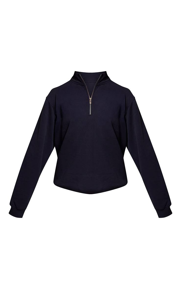 Bleu Marine Sweat-shirt À Fermeture Éclair Quart