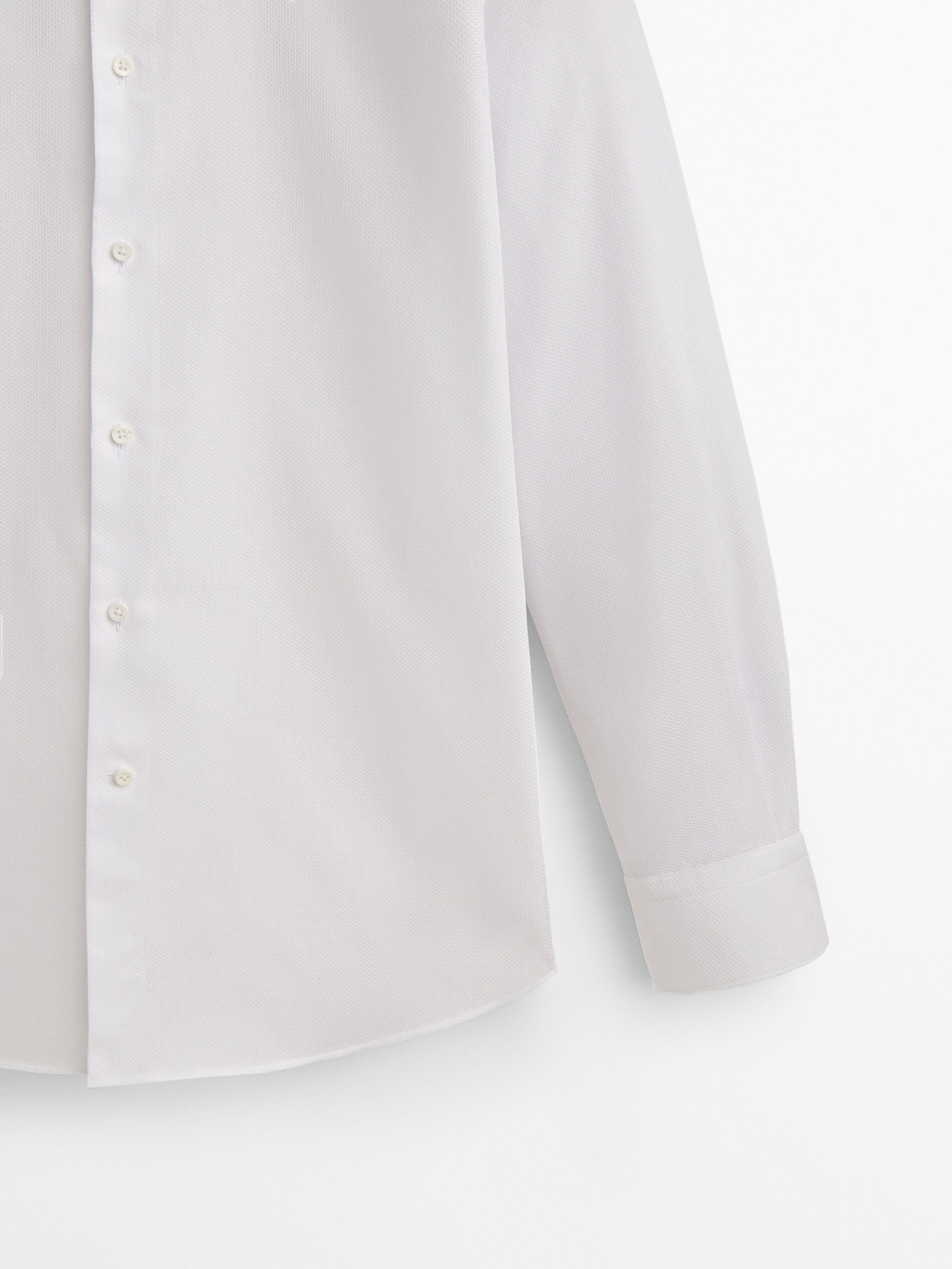 Camisa estruturada Dobby Easy Iron Slim Fit - BRANCA
