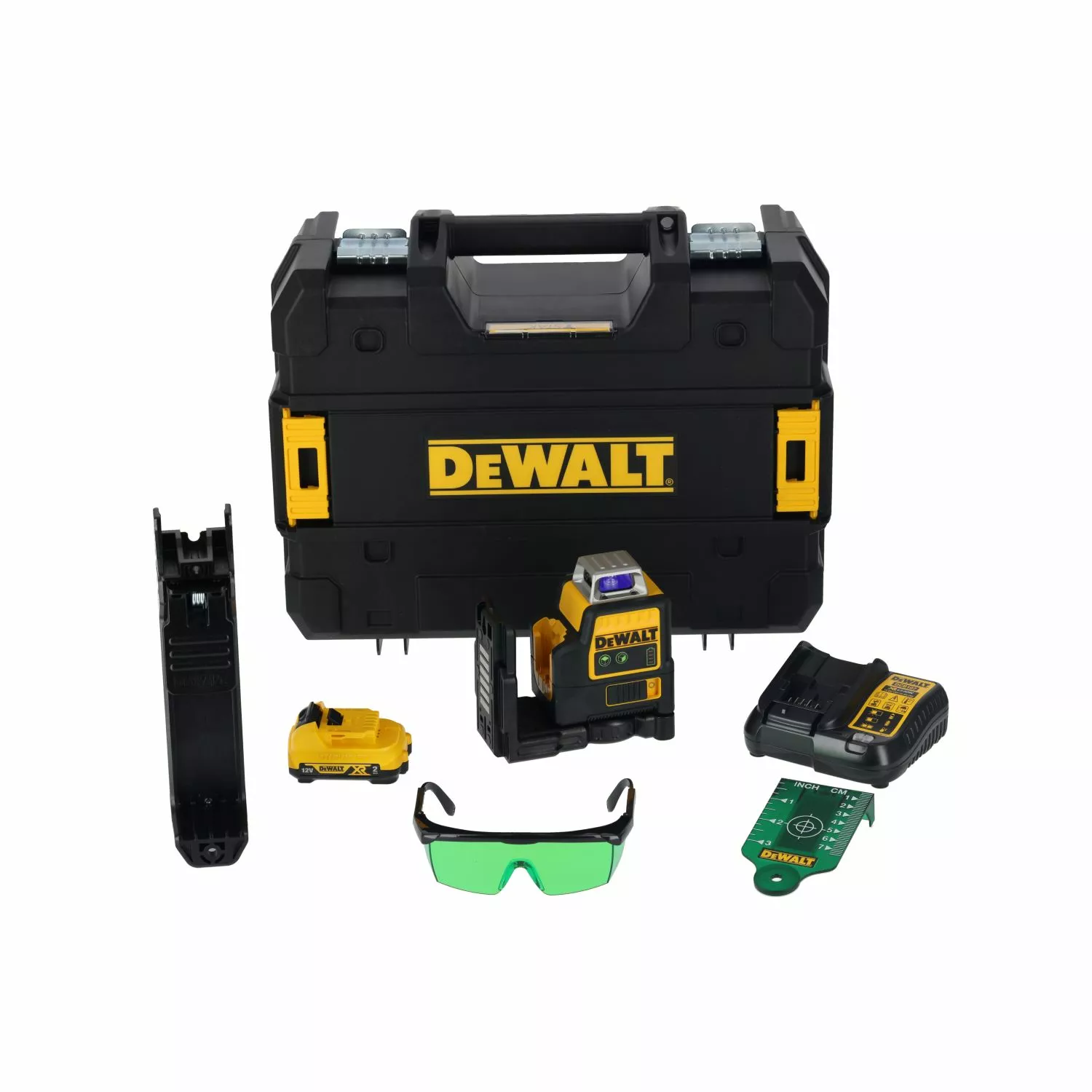 DeWALT DCE0811D1G 10,8V Li-Ion accu Kruislijnlaser 360 graden set (1x 2,0Ah accu) in koffer - groen - 15m