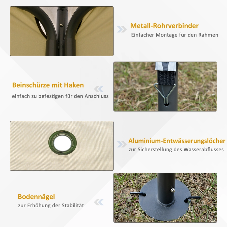 Outsunny Pavillon mit Doppeldach beige