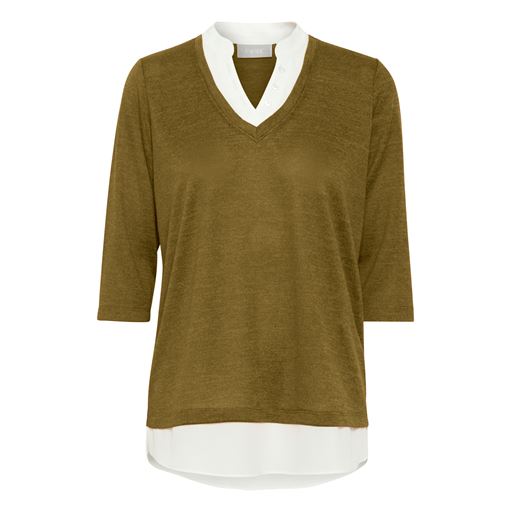 Fransa Rexan Strikbluse, Rifle Green Melange, L