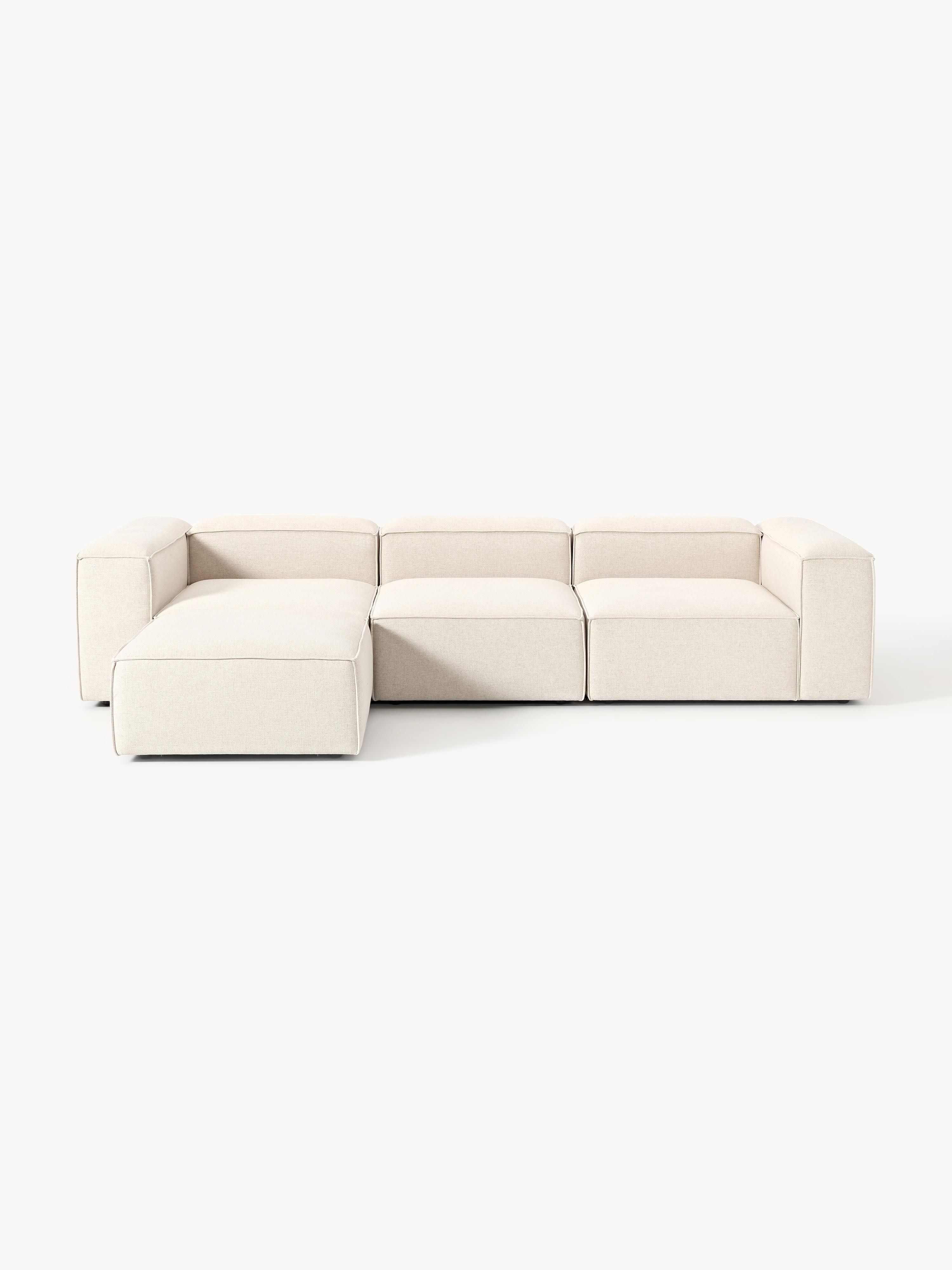 Modulaire bank Lennon (4-zits) van linnenmix met poef (links/rechts)