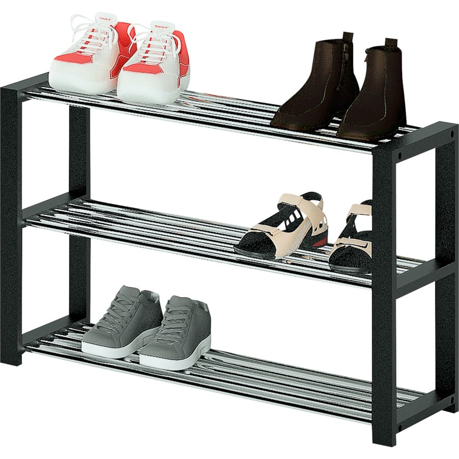 Schuhregal Diana Kiefer massiv schwarz Kunstleder schwarz 81 x 49 x 31 cm