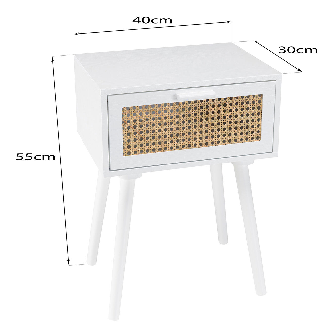 Macabane Chevet cannage rotin Sandro blanc - 40x30x55 cm