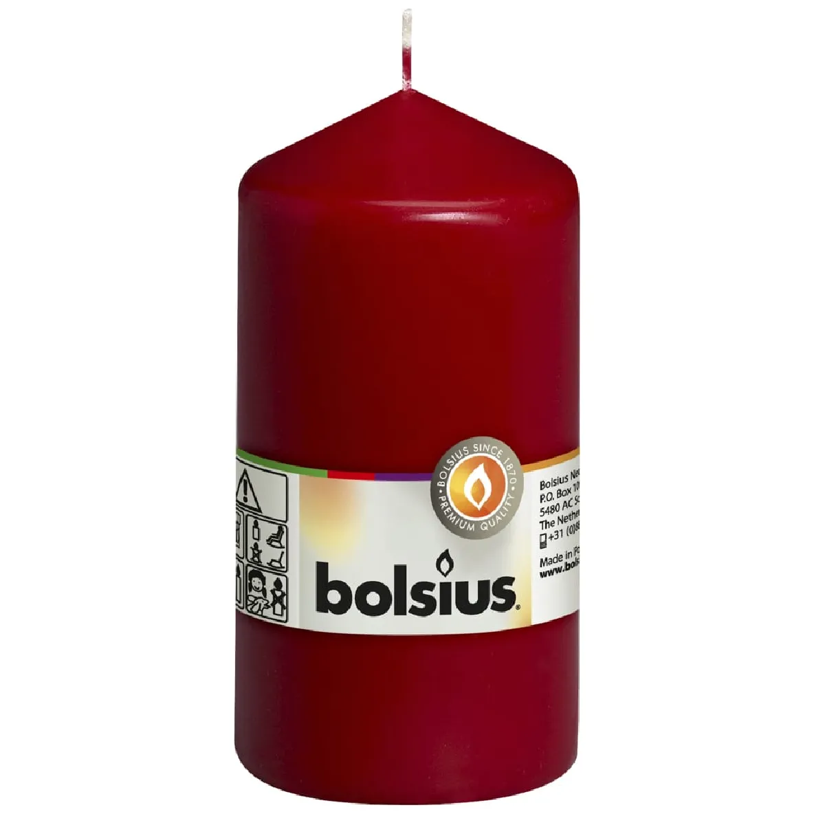 Bolsius Bougies Pilier Rouge Bordeaux 8 pcs