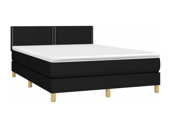 Sommier tapissier avec matelas et LED Noir 140x190 cm Tissu
