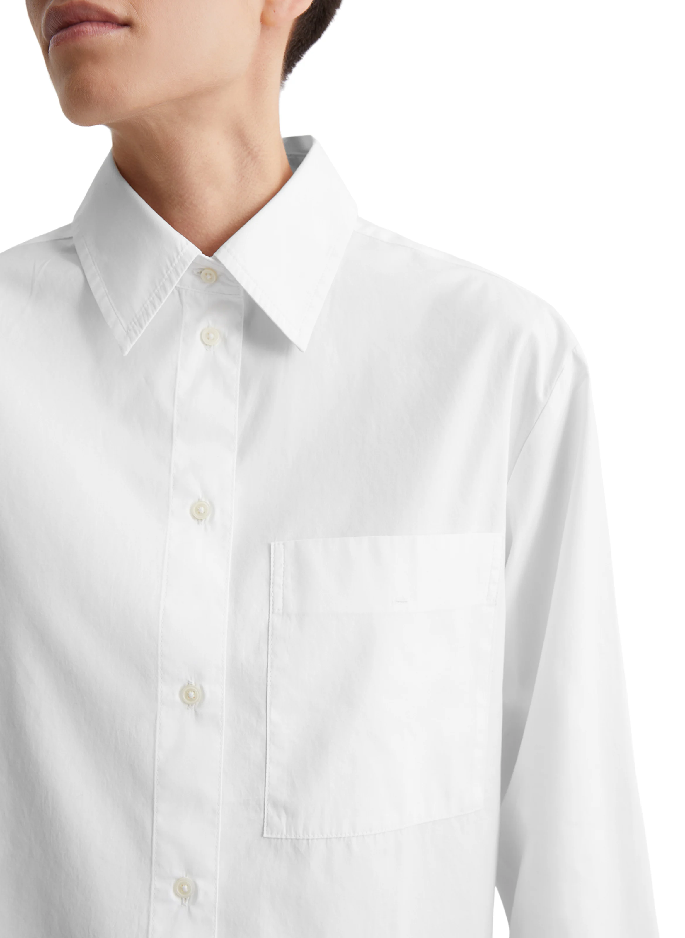 Chemise droite en coton| Blanc