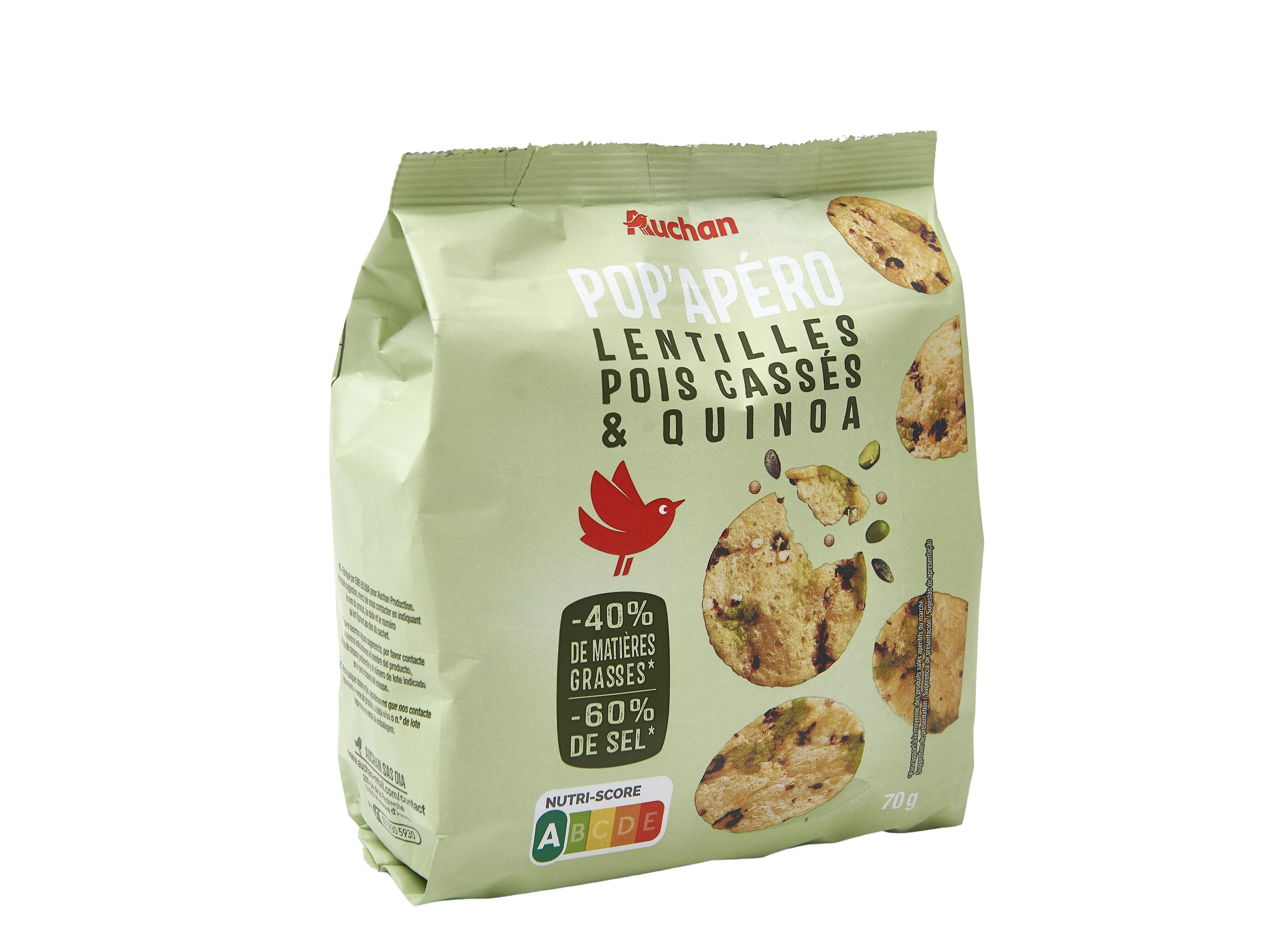 APERITIVOS AUCHAN LENTILHAS E QUINOA 70G