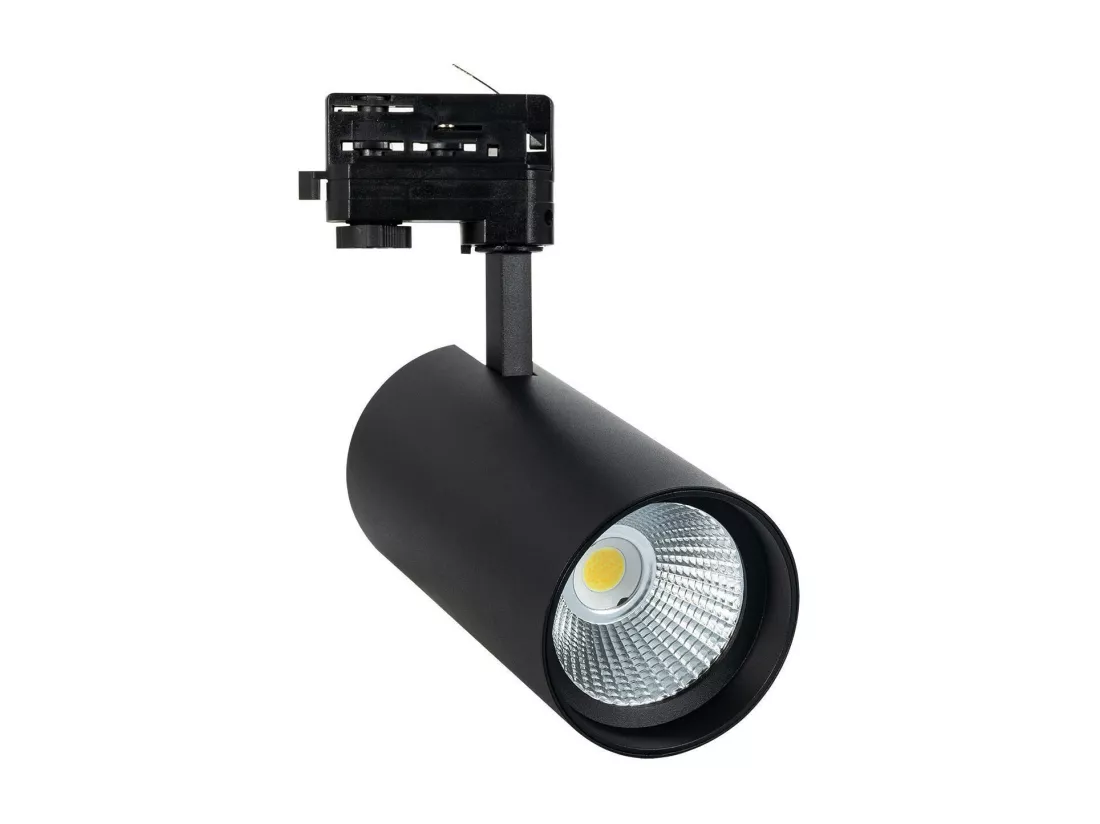 Spot LED sur Rail Triphasé 30W d'Angelo LIFUD Noir 5000K Blanc froid