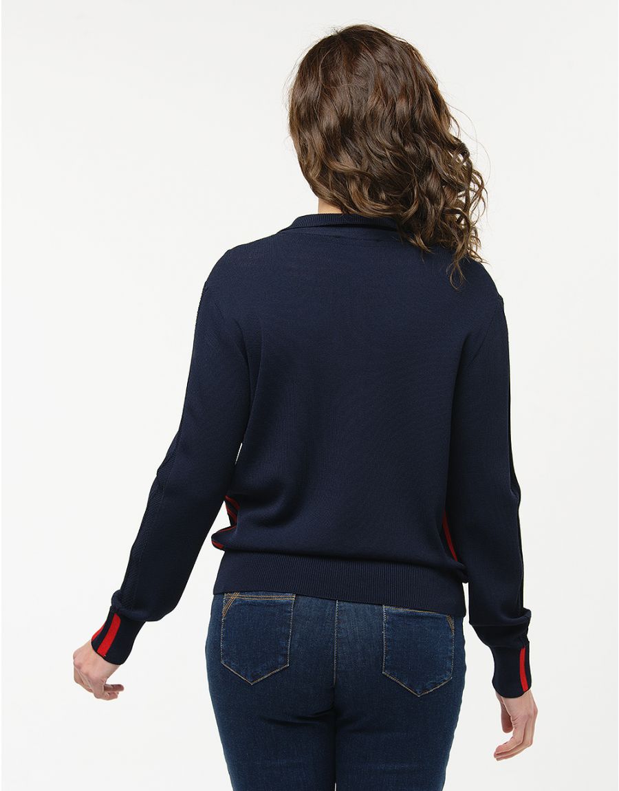 Gilet marine détail rouge