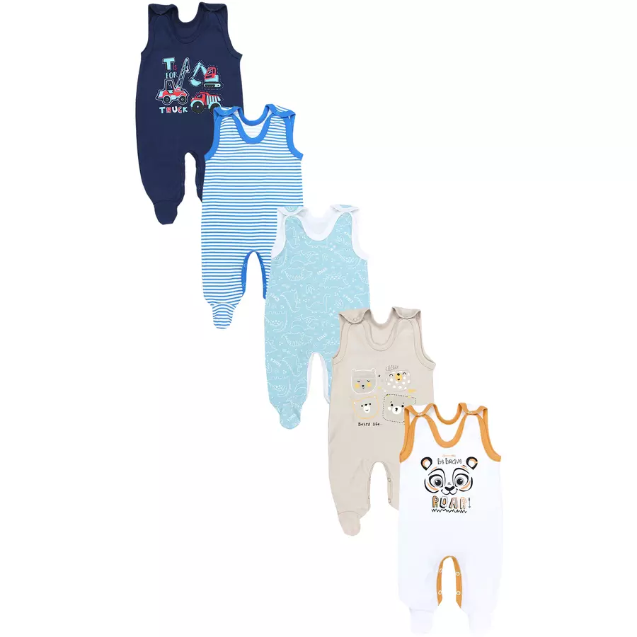 TupTam Baby Strampler mit Aufdruck Spruch 5er Pack blau Modell 1