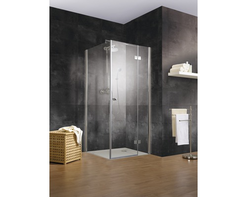 Draaideur voor Schulte Monaco zijwand, 80 cm, rechtsdraaiend, helder glas, chroom profiel.
