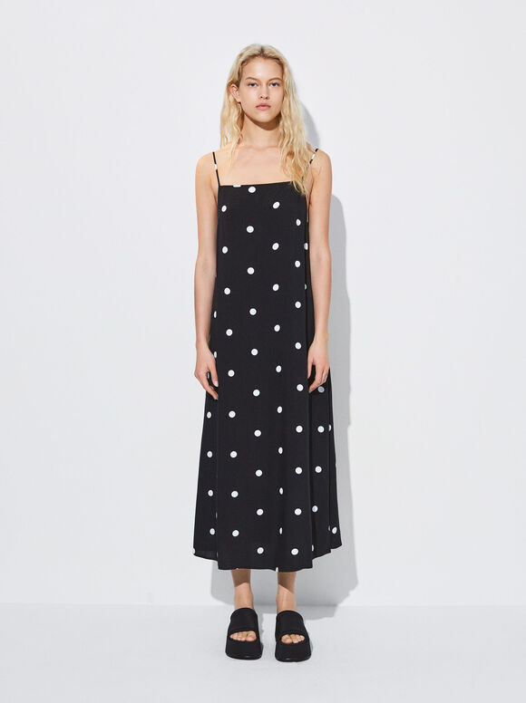 Vestido midi estampado - Preto