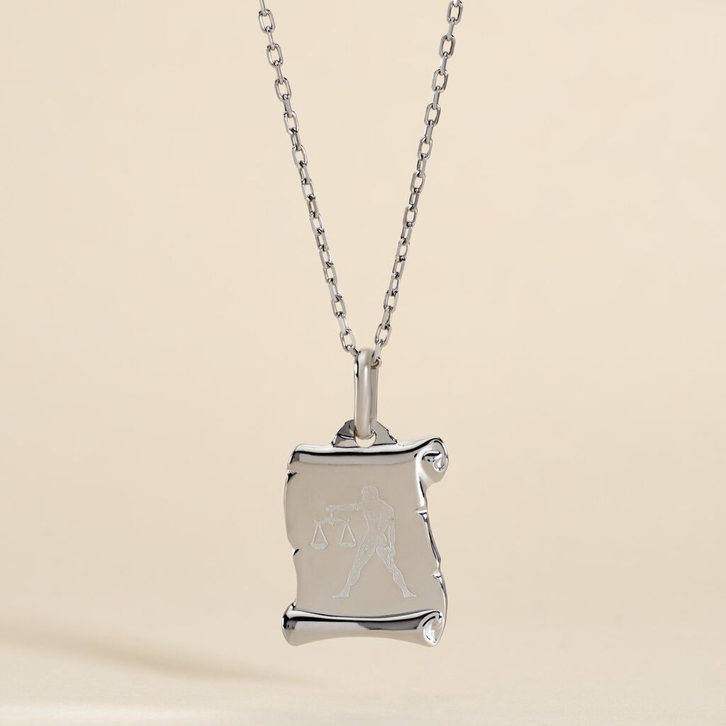 Pendentif Zodiaque Parchemin Argent Blanc