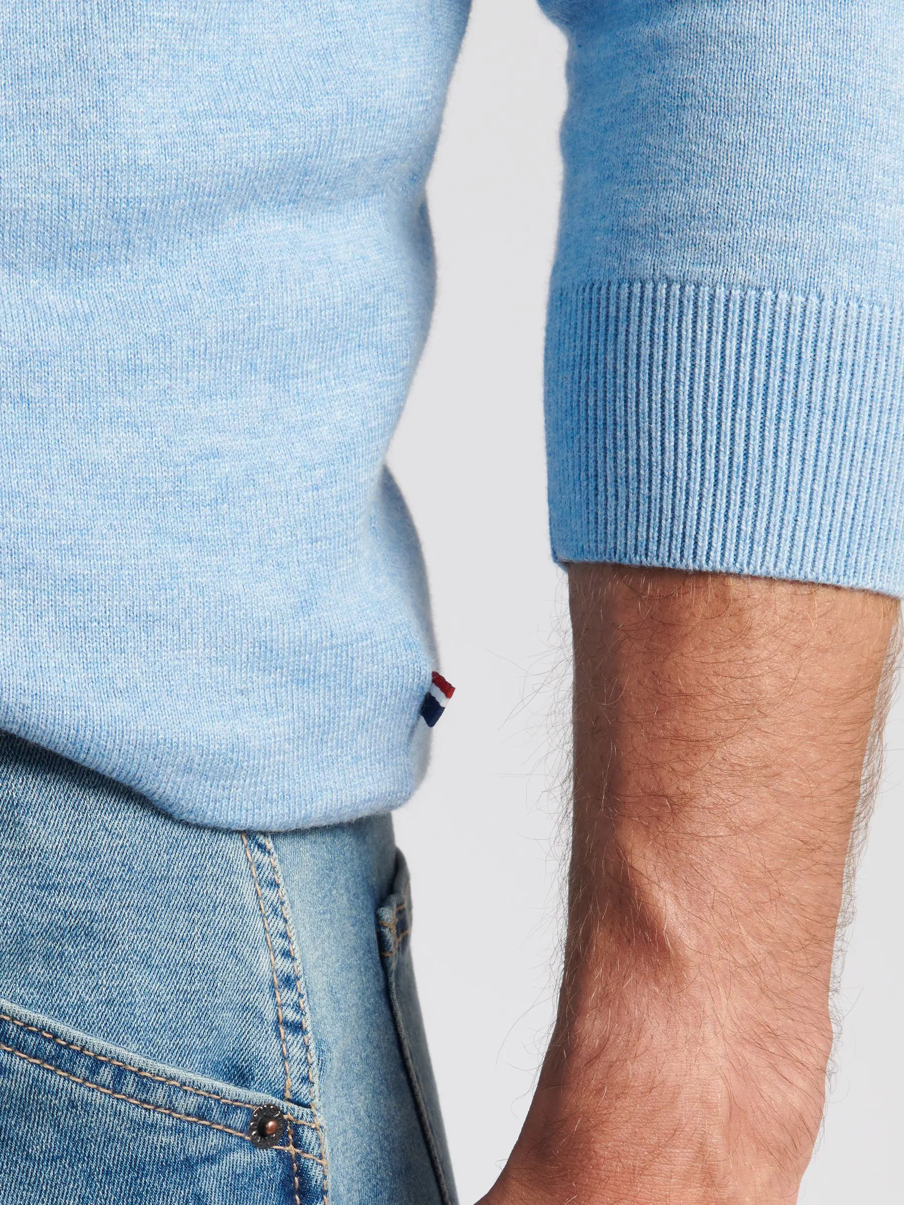Blauw - U.S. Polo Assn. Katoenen Opstaande kraag 1/4 gebreid met rits
