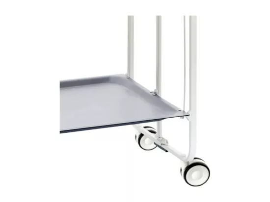 Chariot pliant à roulettes, , table pliante roulante - Structure métallique blanche, 2 niveaux en stratifié gris - 72*66*43 cm - BAUHAUS
