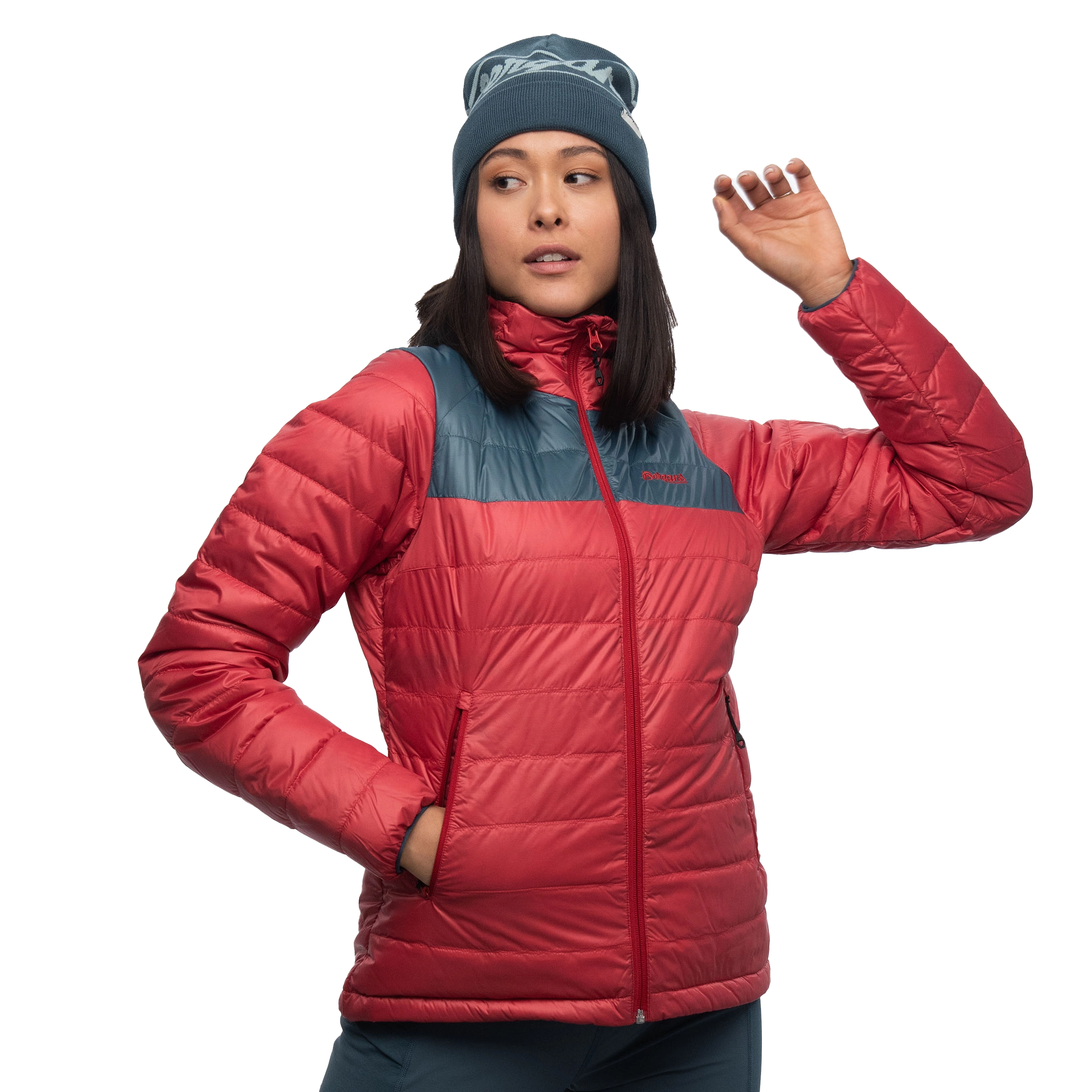 Røros Box Down Light W Jacket Red / Orion Blue