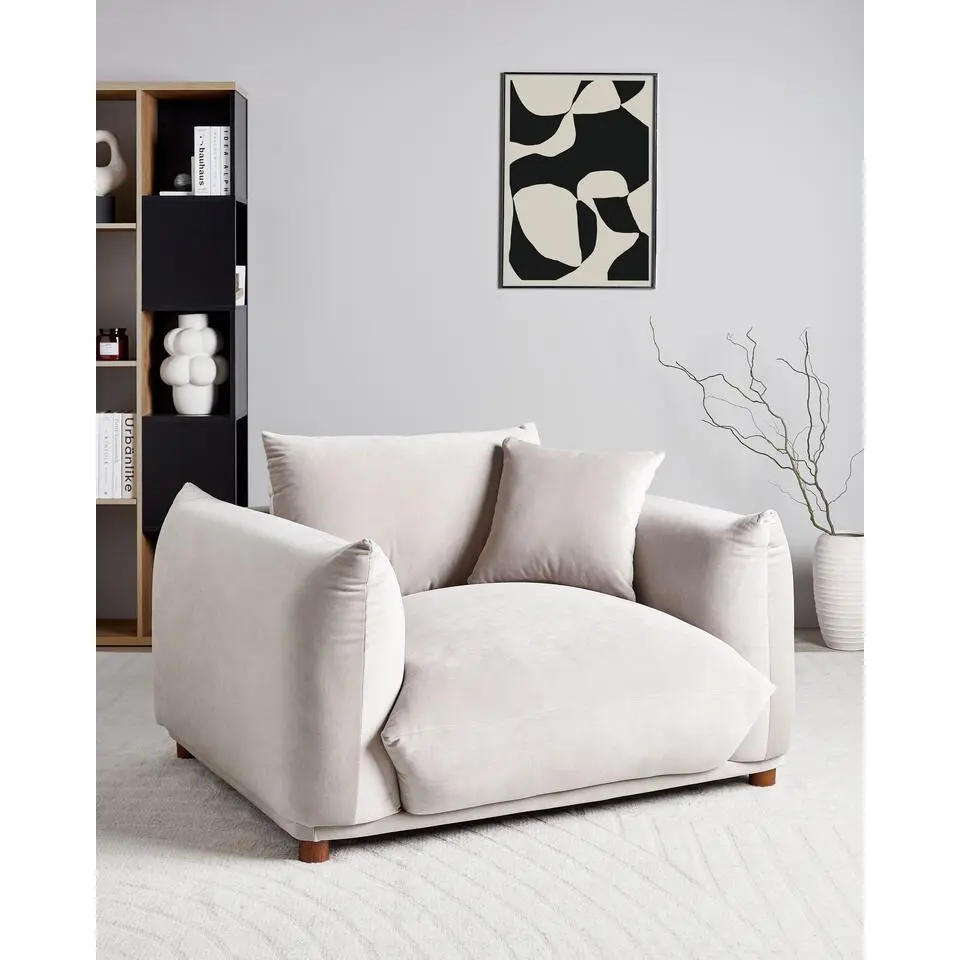 LUVOS - Fauteuil - Taupe - Fluweel