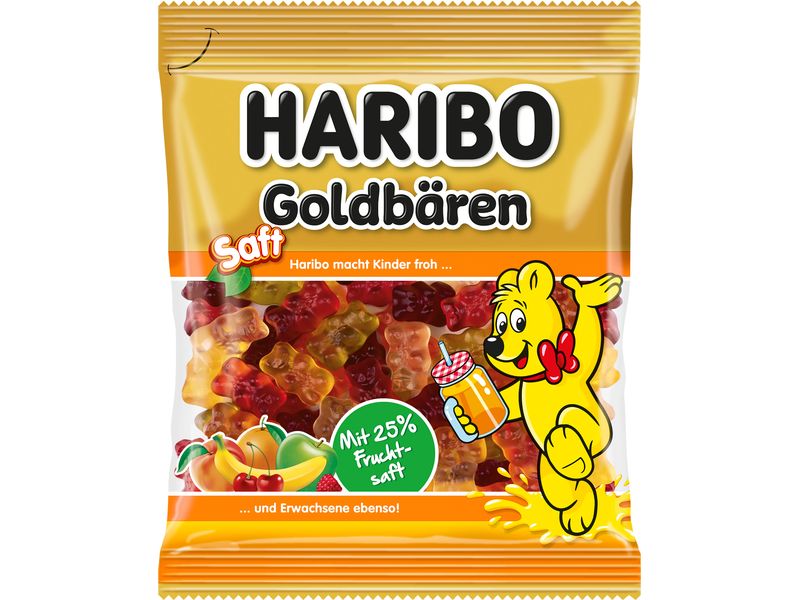 Haribo Gummibonbons Saft Goldbären 160 g Weiche Fruchtgummis mit natürlichem Saftgeschmack