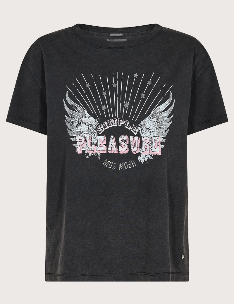 MOS MOSH T-SHIRT FEMME MANCHES COURTES MELORA NOIR STONEWASH