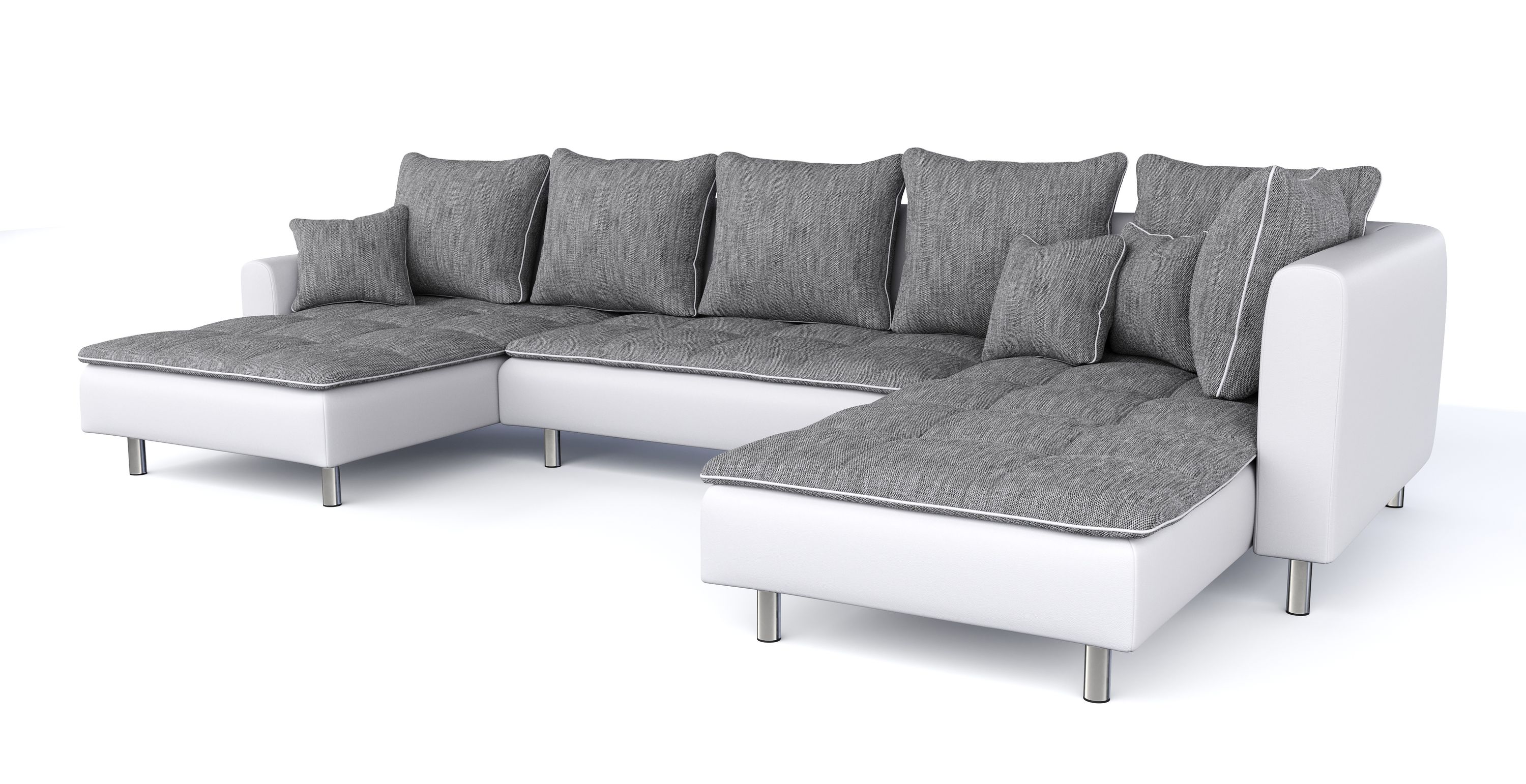 Ecksofa VEGAS grau/weiss