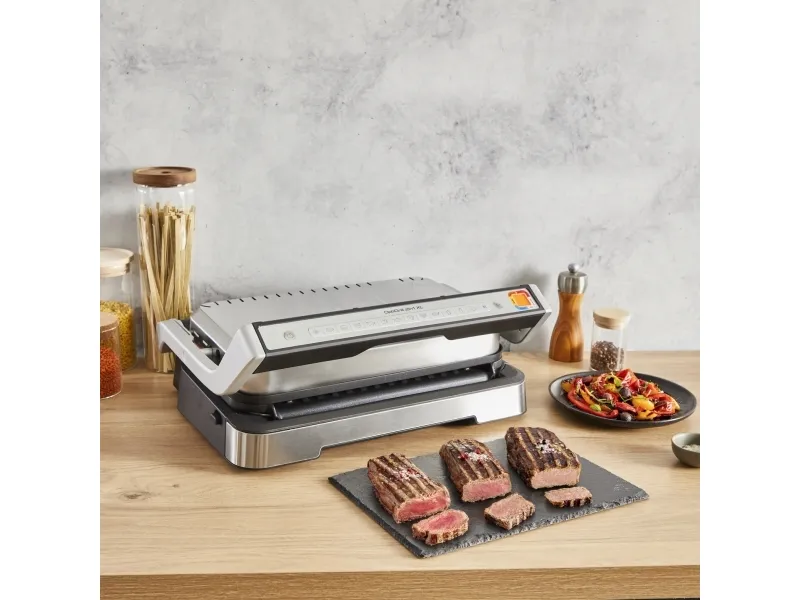 Tefal OptiGrill 2in1 GC773D, Rustfrit stål, Metal, Rektangulær, Knapper, Dreje, Stegeplade, 600 cm²
