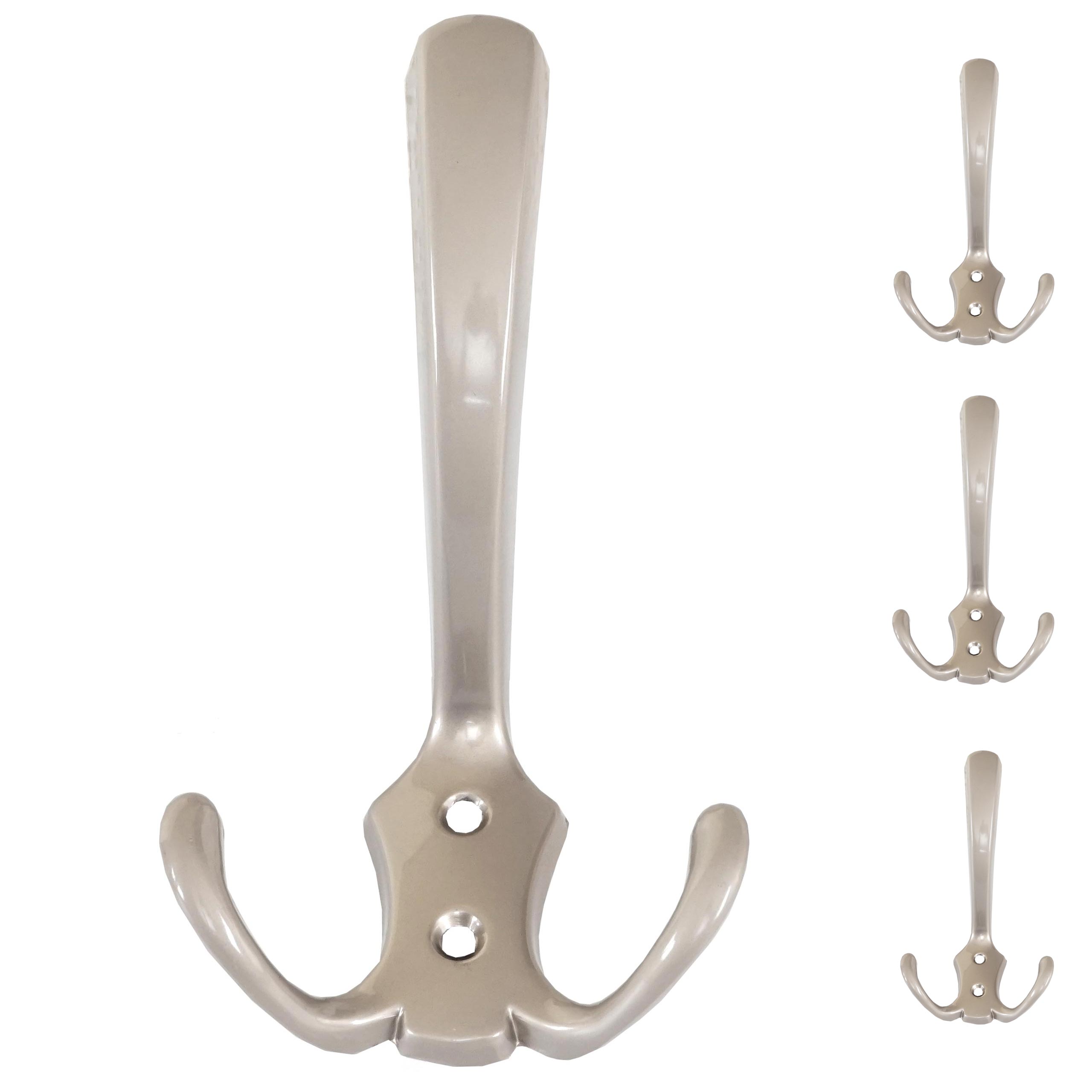 4er-Set Garderobenhaken MCW-D46, Haken Wandhaken Kleiderhaken Set ~ Farbe: silber matt