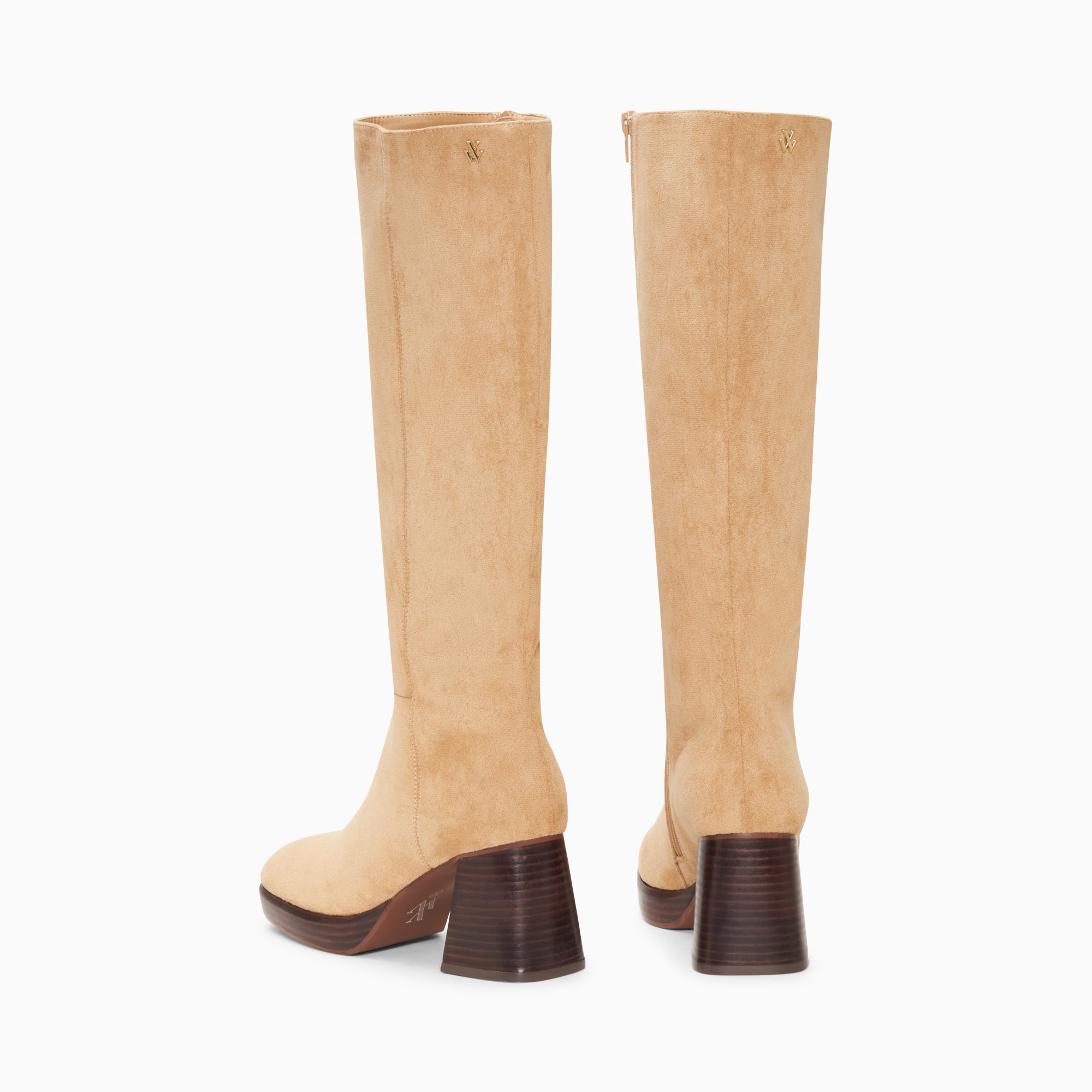 Bottes, Cuissardes-Bottes Nia beiges à talon bois
