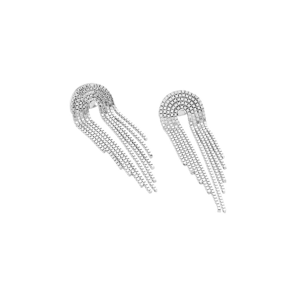 Boucles D'oreilles Pendantes Jakarta Argent Blanc