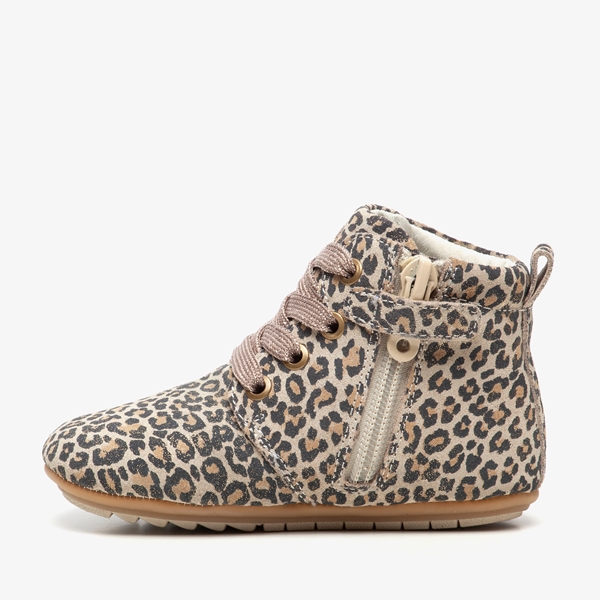 Groot leren babyschoenen met luipaardprint