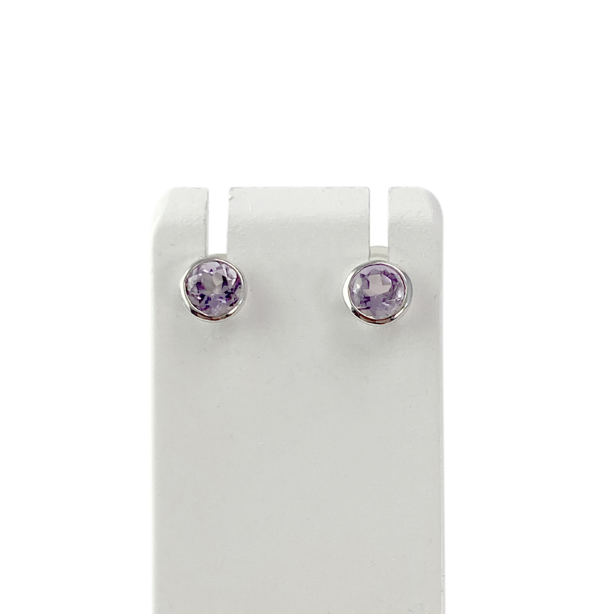 Boucles d'oreilles d'occasion or 375 blanc améthystes