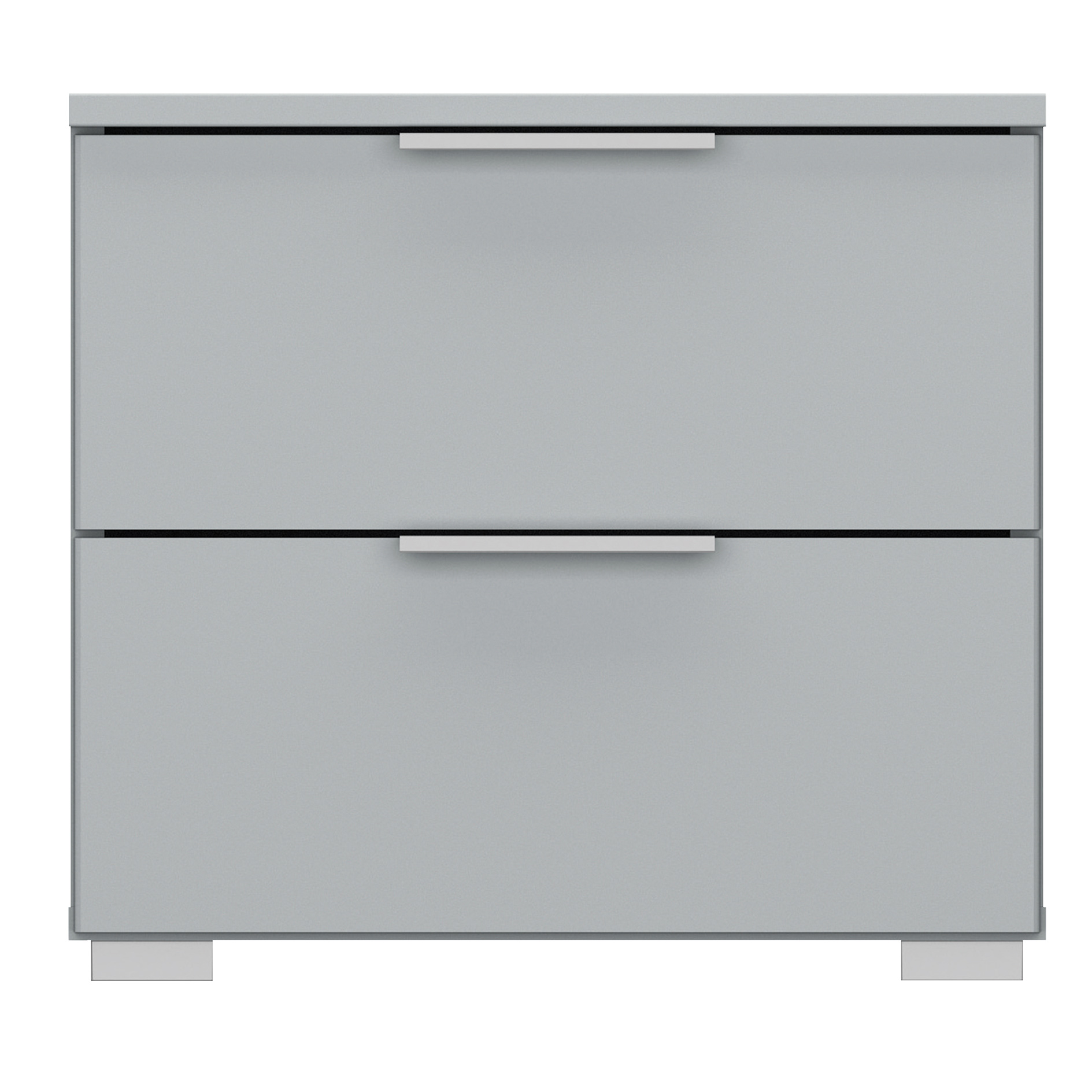Nachttisch - seidengrau - 2 Schubkästen - 47 cm