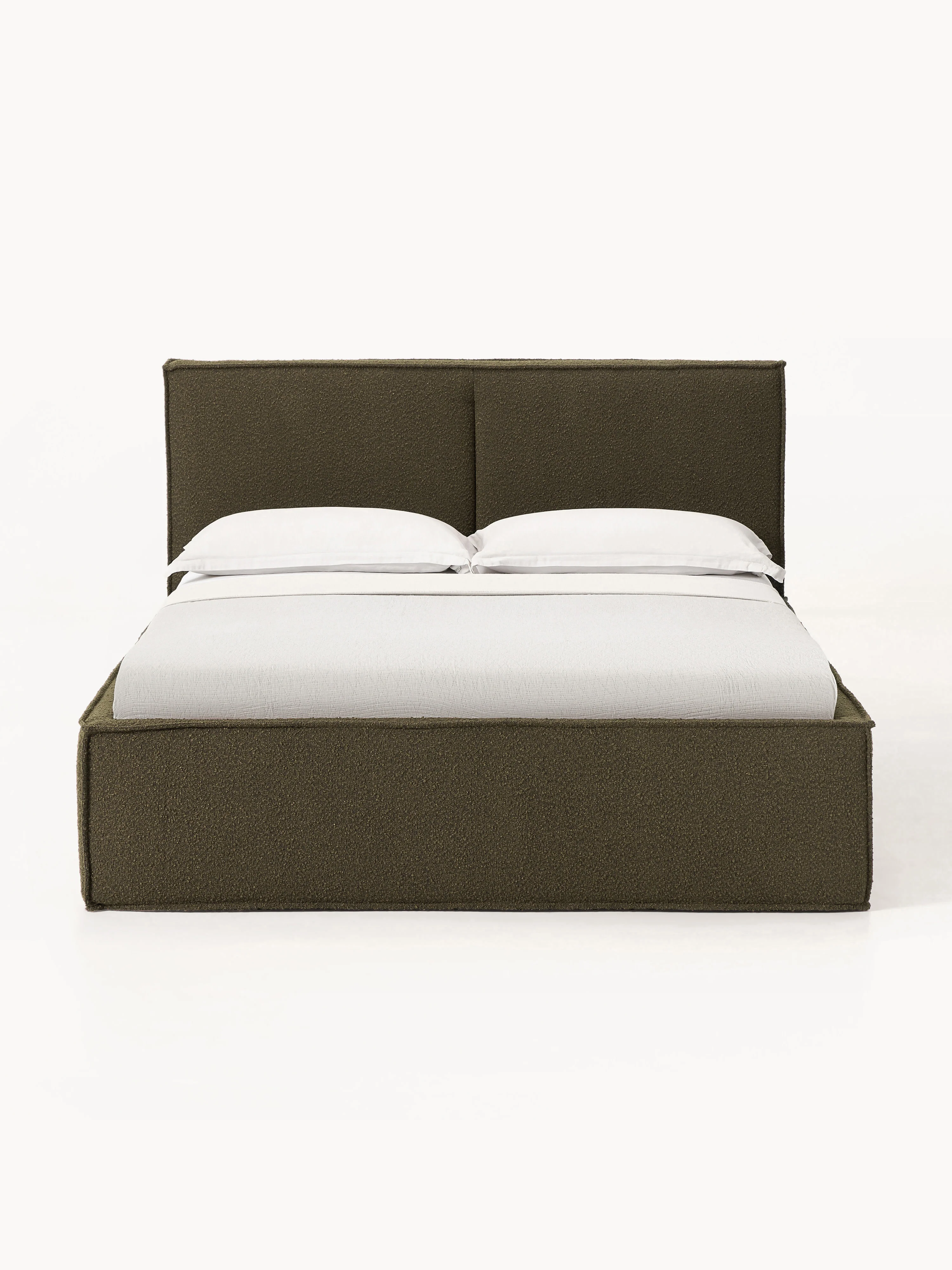 Bouclé gestoffeerd bed Dream met opbergruimte