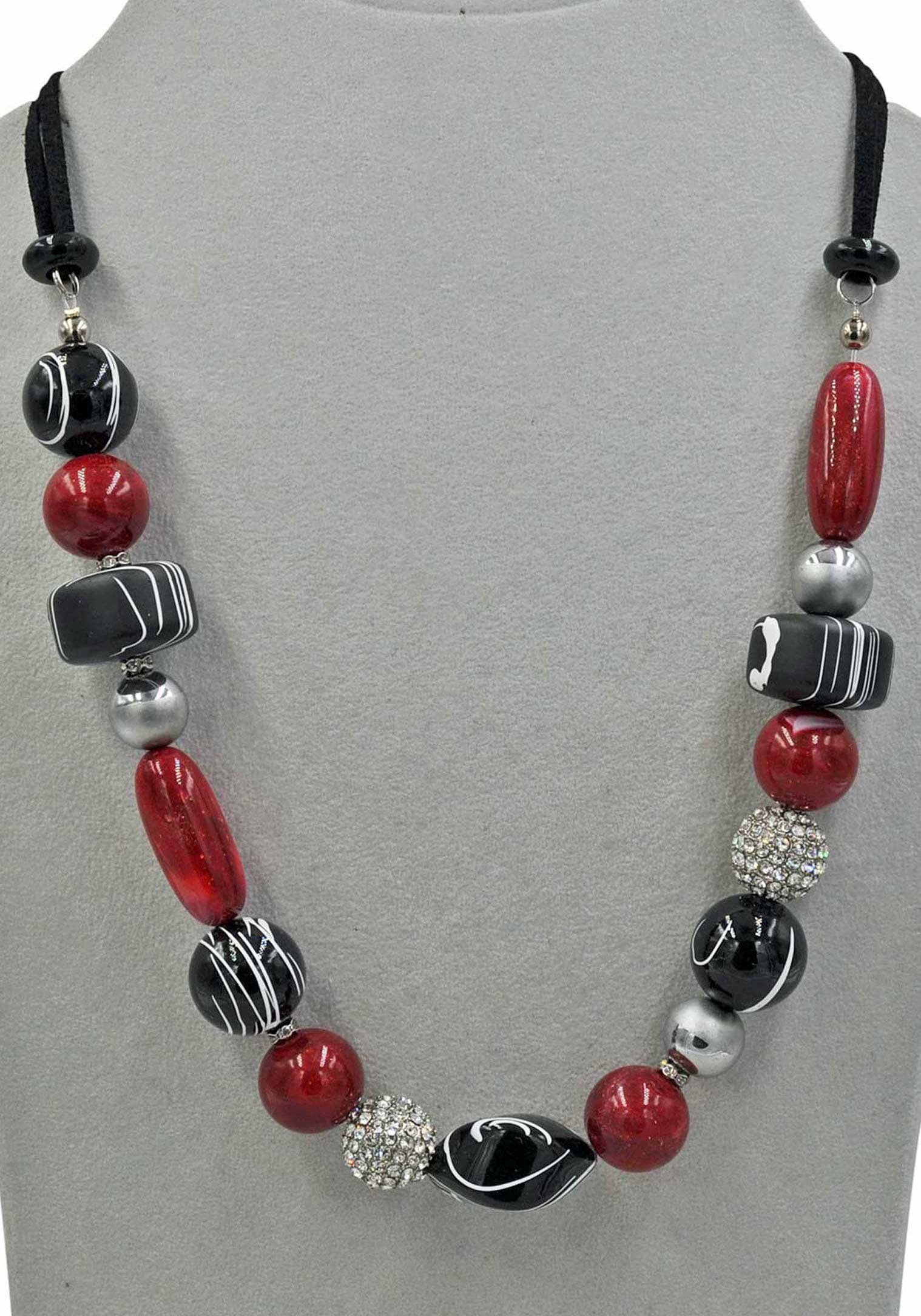 Firetti Collier »teilweise mehrreihig, rot, schwarz« Made in Germany - mit Hämatit, Glasstein